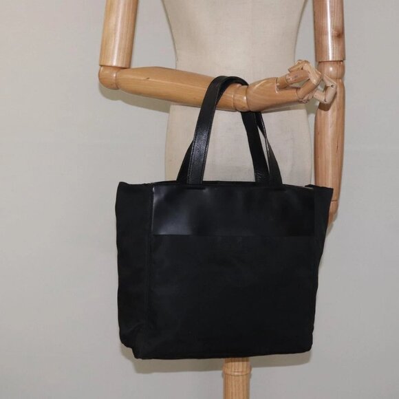 PRADA Tote Bag Nylon Black Silver Auth - Picture 1 of 16